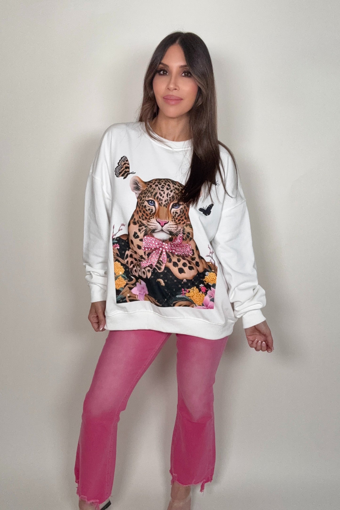 Crystal Tiger Print Sweatshirt - Born To Glam Born To Glam
