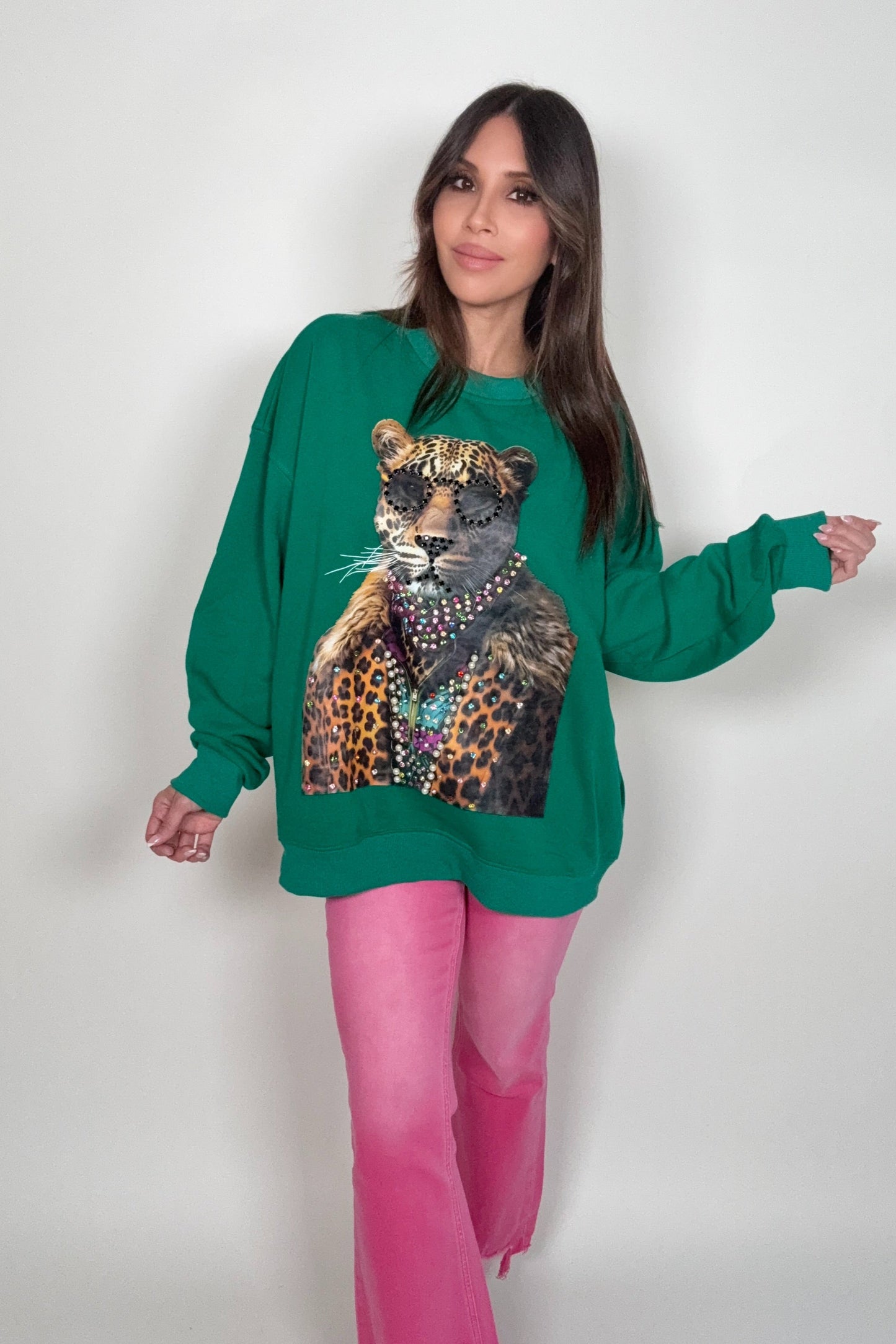 Crystal Tiger Print Sweatshirt - Born To Glam Born To Glam