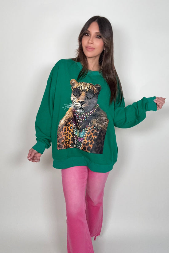 Crystal Tiger Print Sweatshirt - Born To Glam Born To Glam