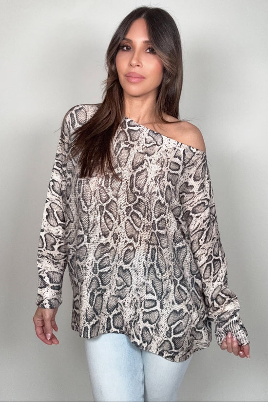 Round Neck Printed Sweater - Born To Glam Born To Glam