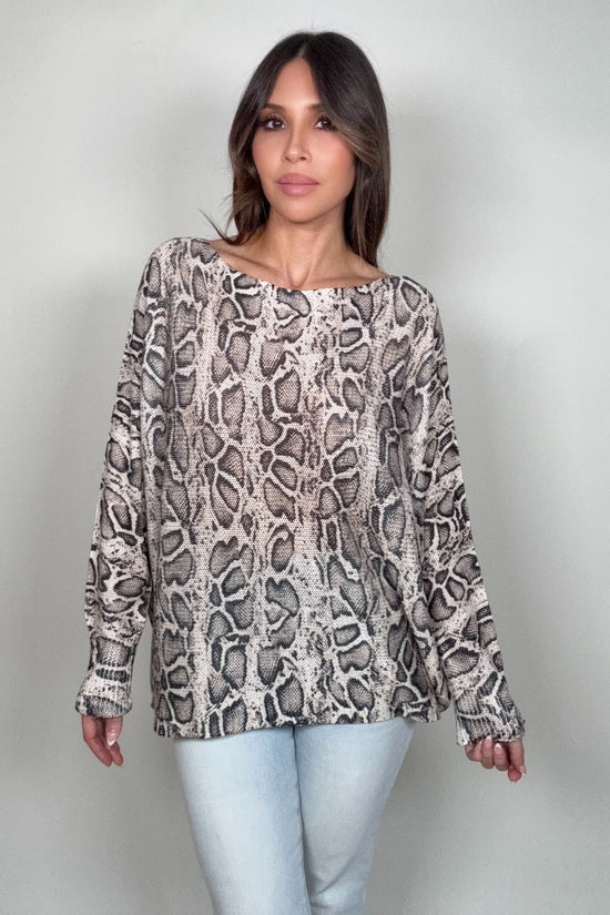 Round Neck Printed Sweater - Born To Glam Born To Glam