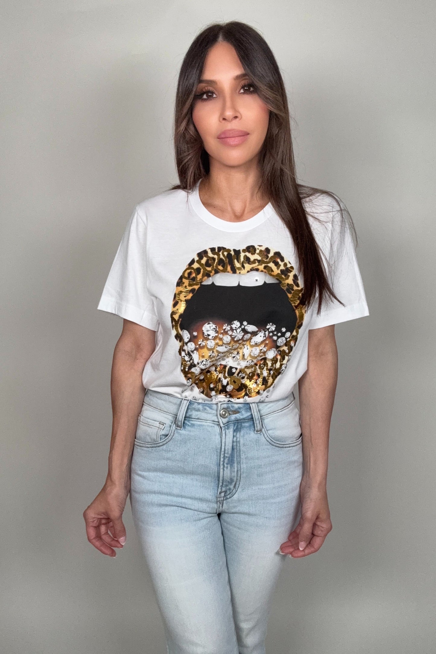 Leopard Lips Graphic Tee Born To Glam