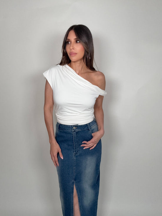 Elevated Basics Single Side Off Shoulder Top - Born To Glam Born To Glam