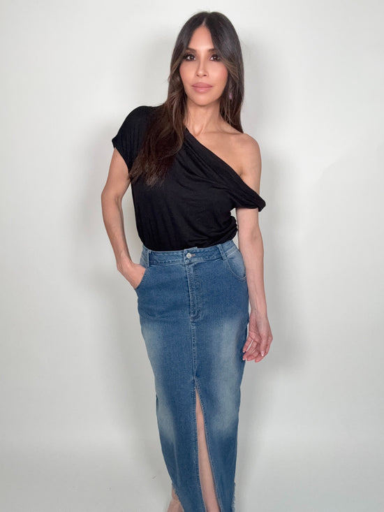 Elevated Basics Single Side Off Shoulder Top - Born To Glam Born To Glam