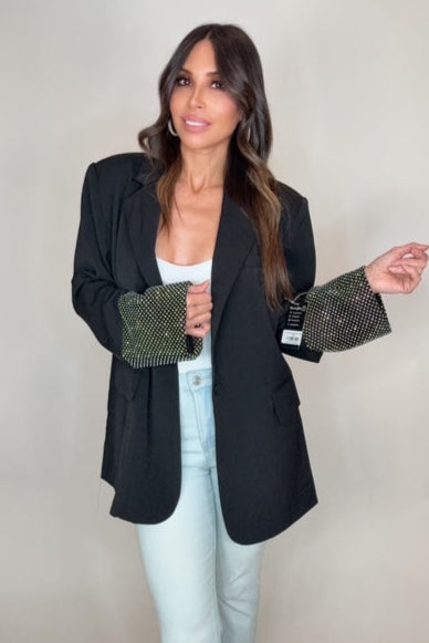 Black Oversized Embellished Blazer - Born To Glam Born To Glam