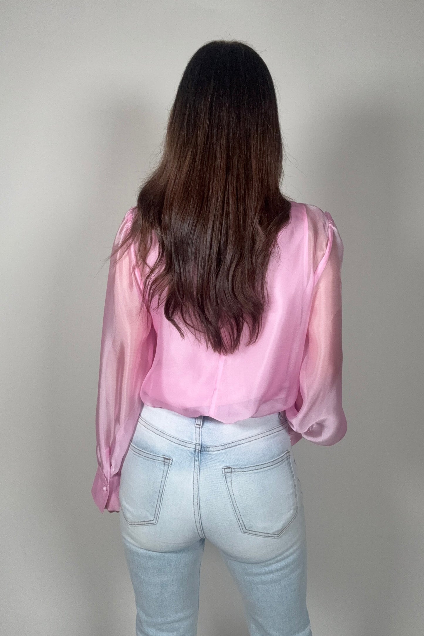 Pastel Chiffon Long Sleeve Bow-Tie Blouse Born To Glam