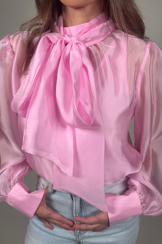 Pastel Chiffon Long Sleeve Bow-Tie Blouse Born To Glam