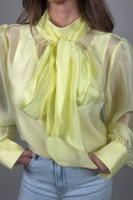 Pastel Chiffon Long Sleeve Bow-Tie Blouse Born To Glam