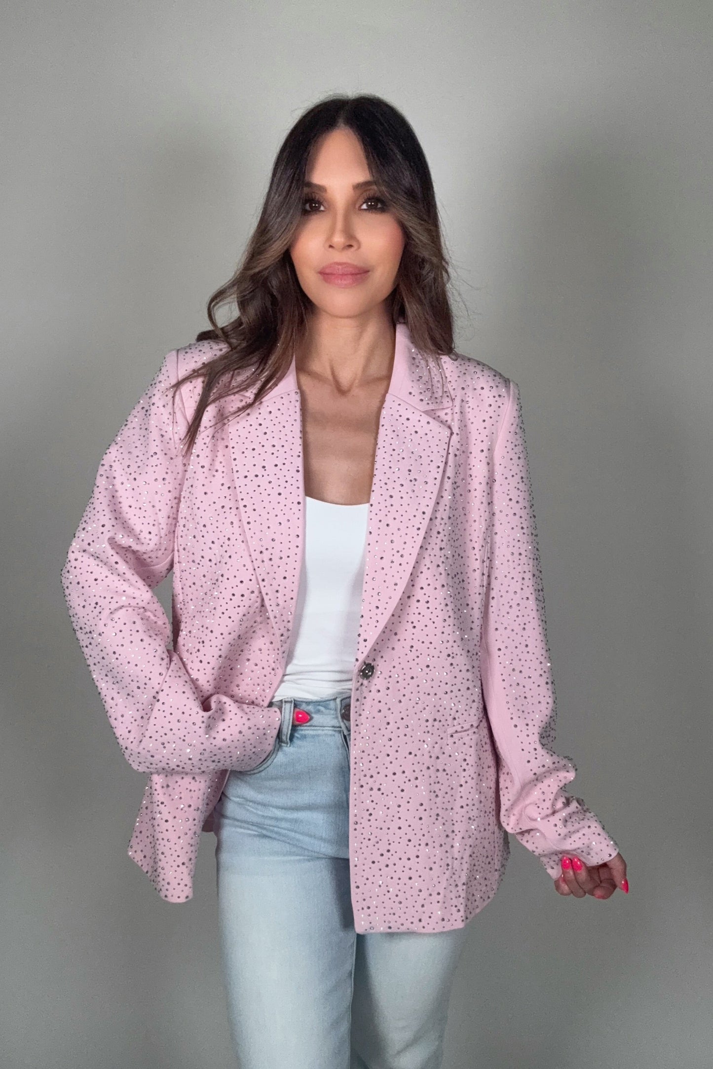Pink Rhinestone Blazer - Born To Glam Born To Glam