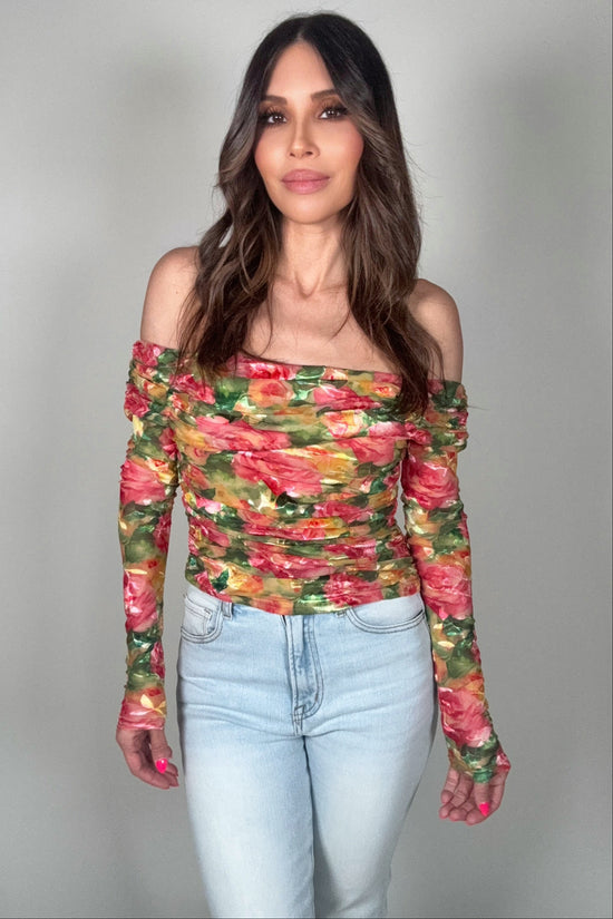Romantic Rose Floral Long Sleeve Top - Born To Glam Born To Glam