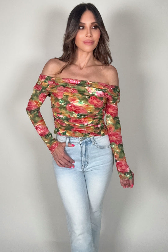 Romantic Rose Floral Long Sleeve Top - Born To Glam Born To Glam