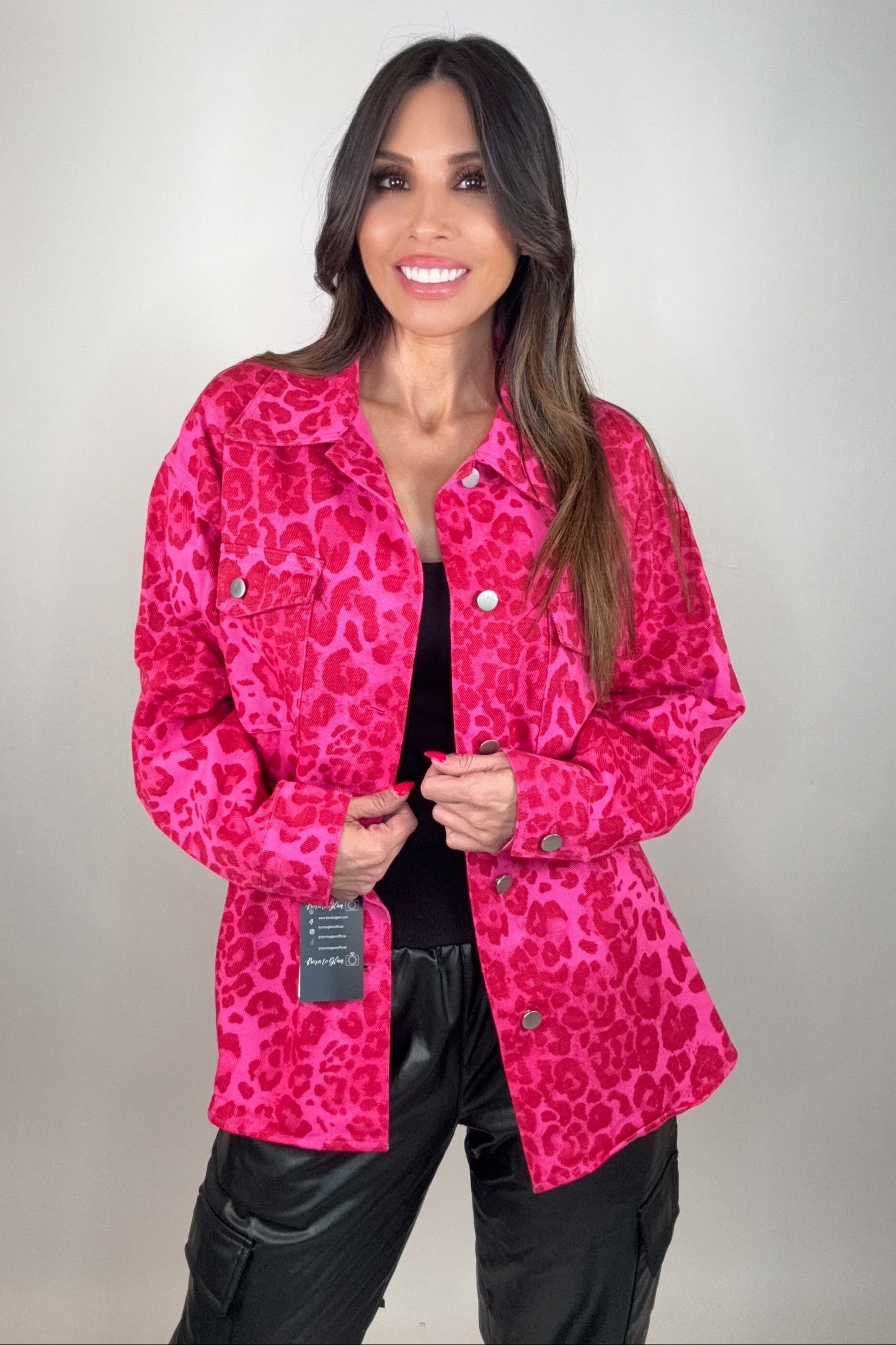 Pink Leopard Print Button-up Sacket - Born To Glam Born To Glam