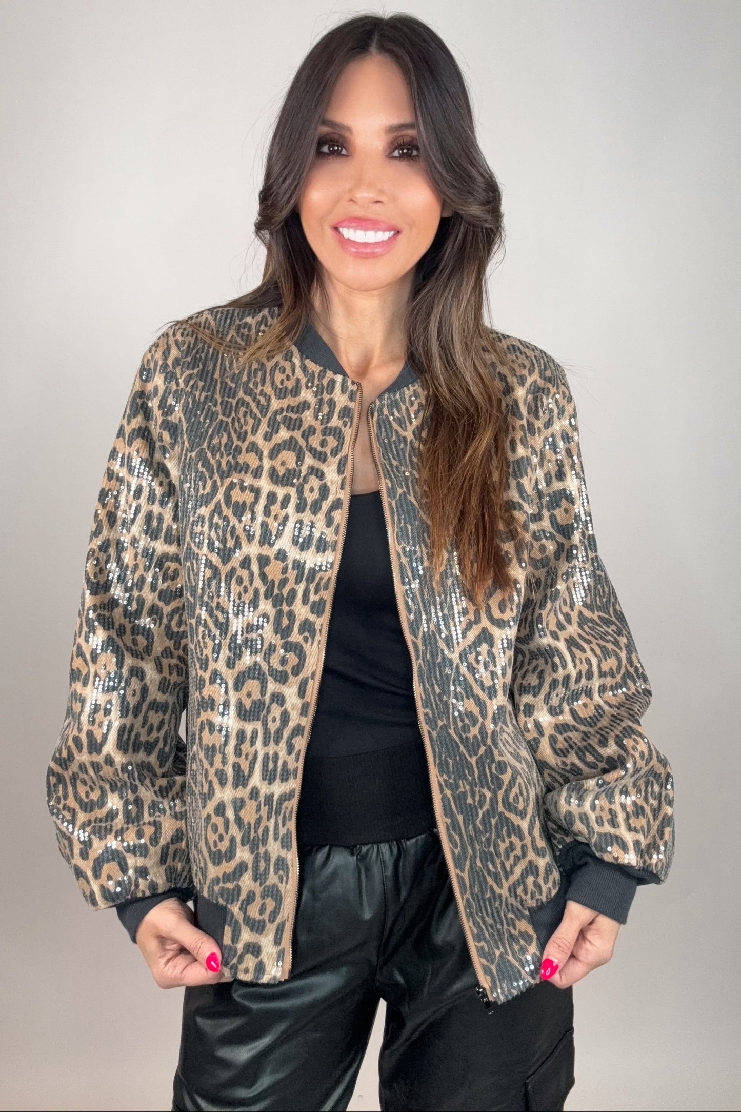 Black Camel Sequin Embellished Print Bomber Jacket - Born To Glam Born To Glam
