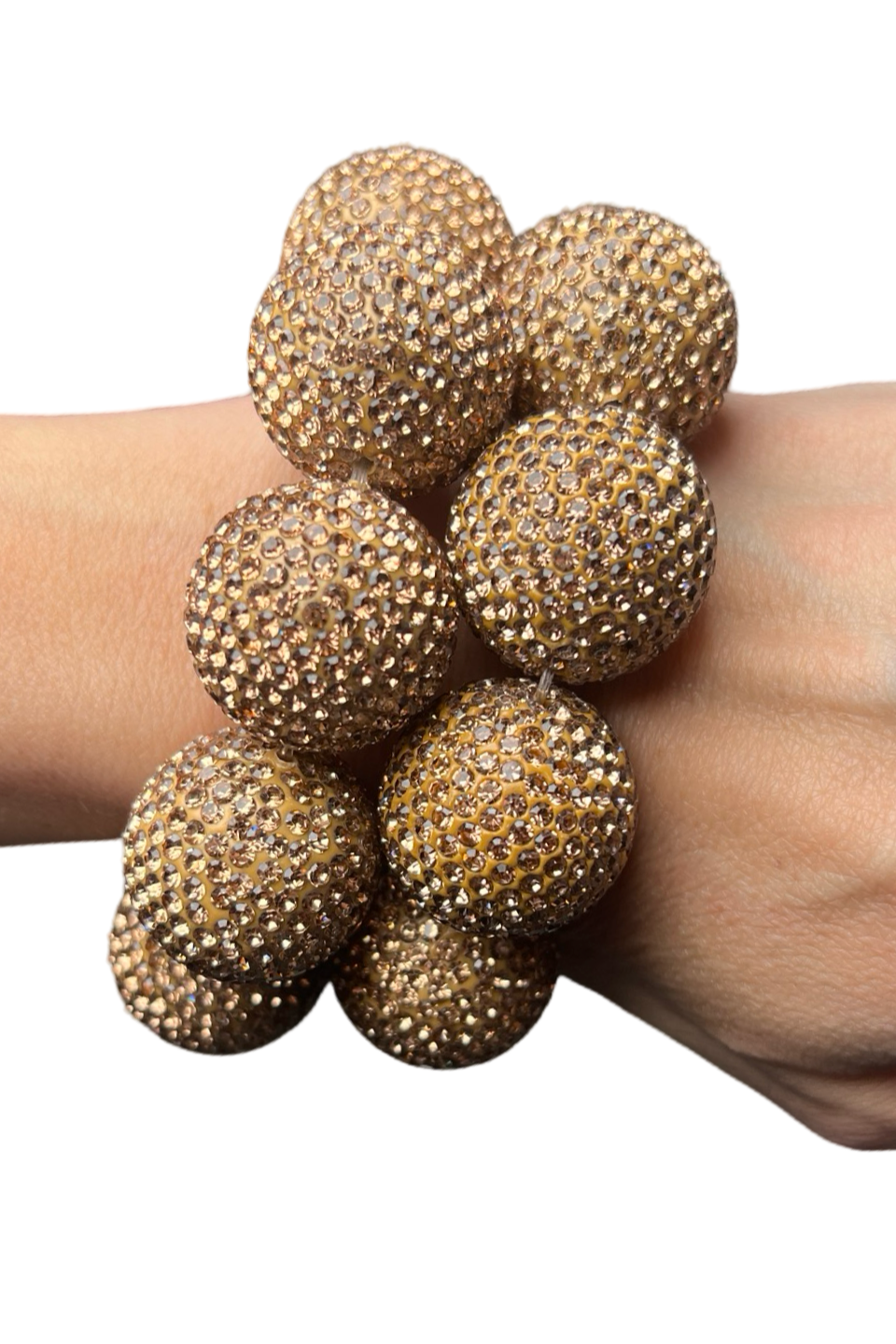 Gold Crystal Sphere Stretch Bracelet - Born To Glam Born To Glam