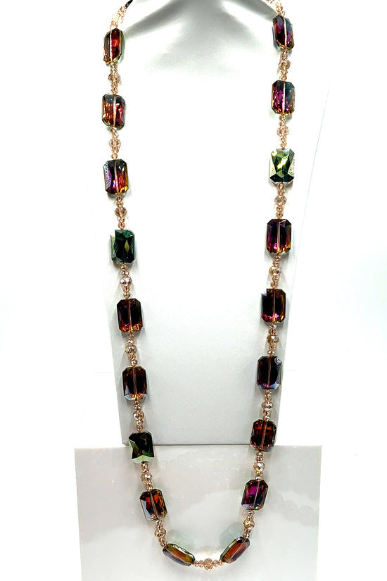 Rectangle Crystal Long Necklace - Born To Glam Born To Glam