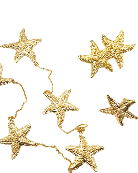 Gold Brass Starfish Necklace Set - Born To Glam Born To Glam
