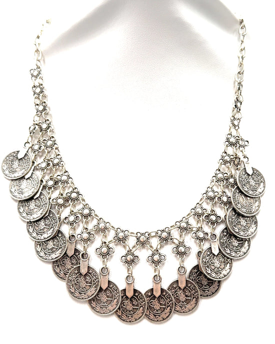 Silver Coin Short Necklace - Born To Glam Born To Glam