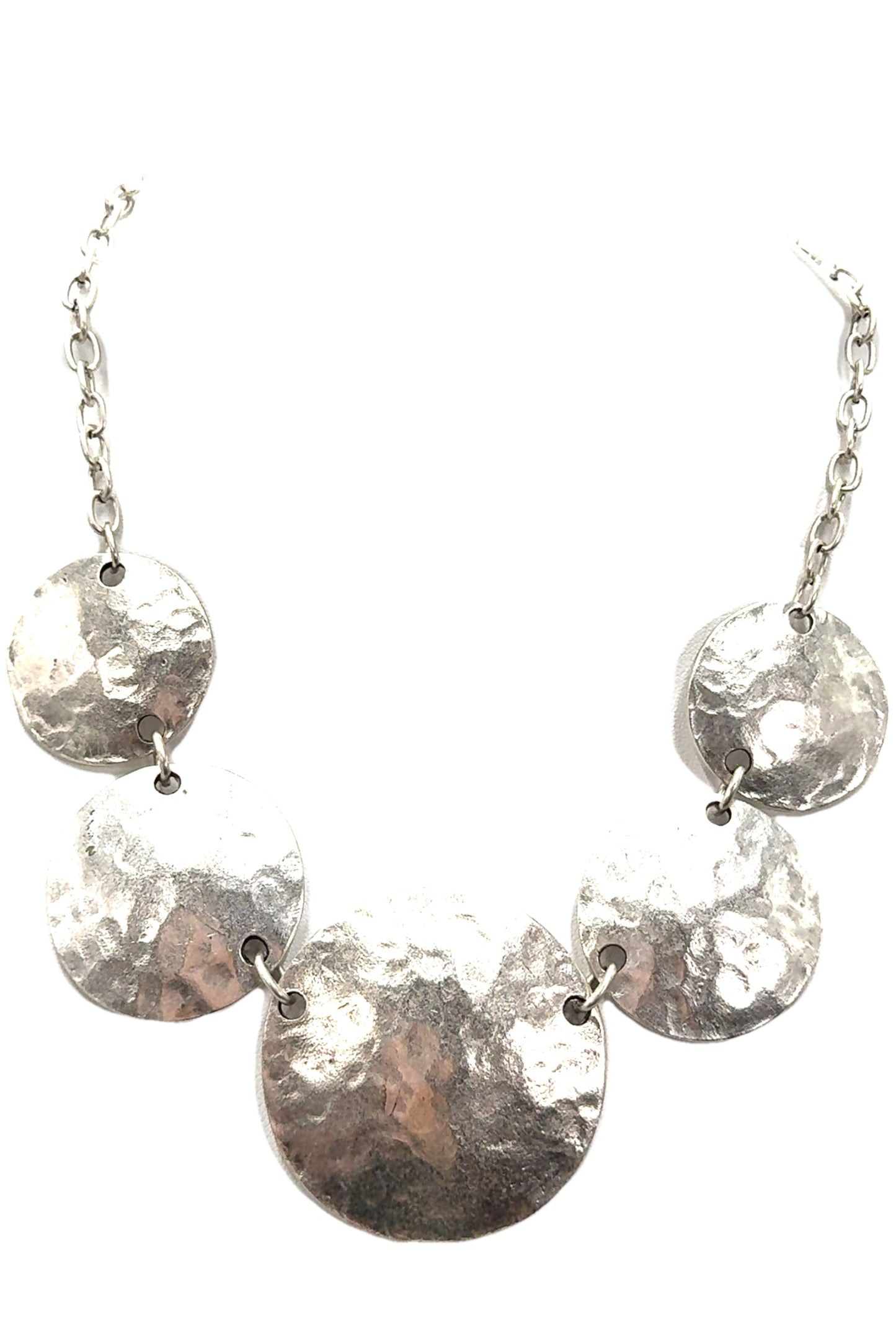Silver Disc Statement Necklace - Born To Glam Born To Glam