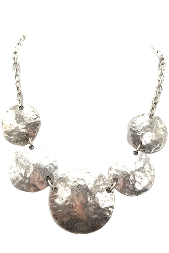 Silver Disc Statement Necklace - Born To Glam Born To Glam