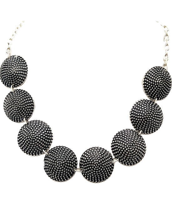 Black Silver Disc Short Necklace - Born To Glam Born To Glam