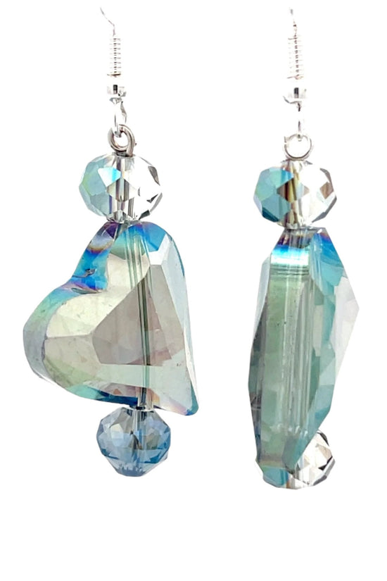 Sea Foam Green Crystal Heart Earrings - Born To Glam Born To Glam