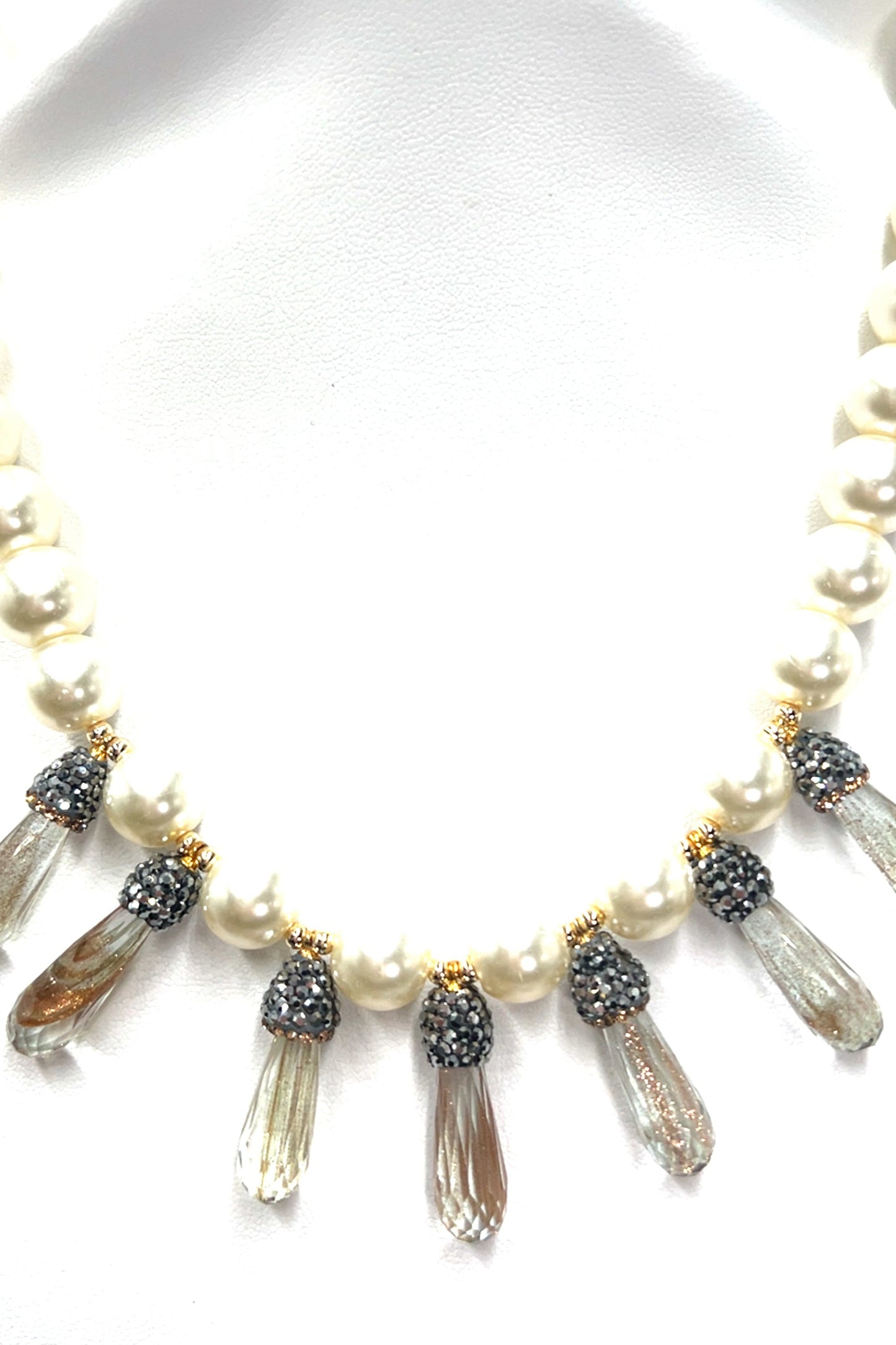 Cultured Pearl Crystal Necklace - Born To Glam Born To Glam