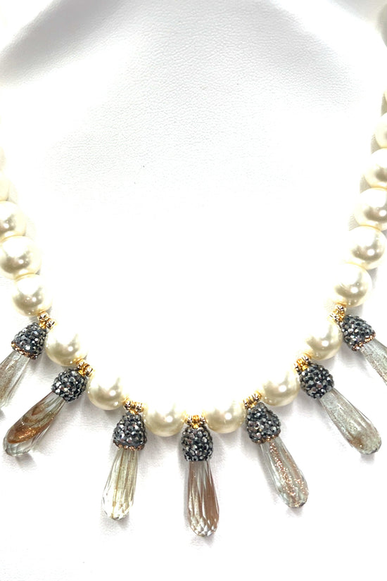 Cultured Pearl Crystal Necklace - Born To Glam Born To Glam