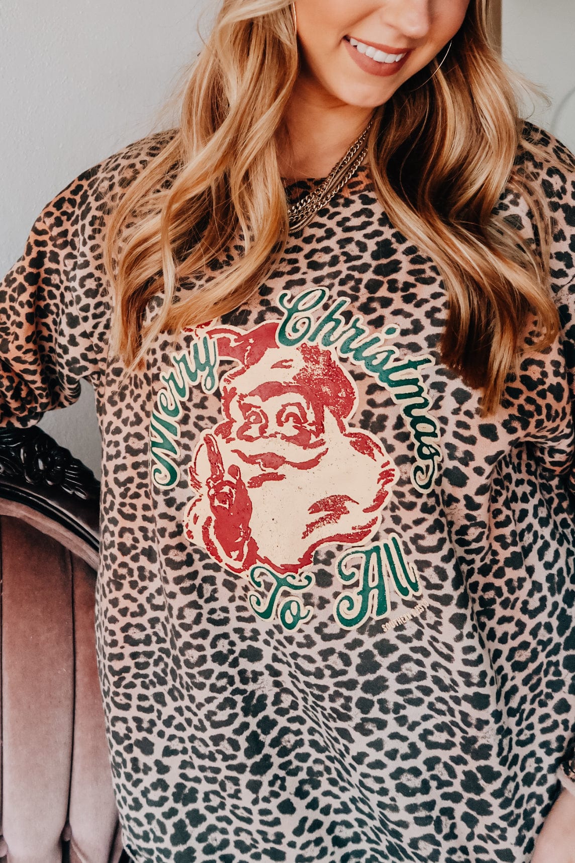 Vintage Santa Leopard Scoop Sweatshirt - Born To Glam Born To Glam