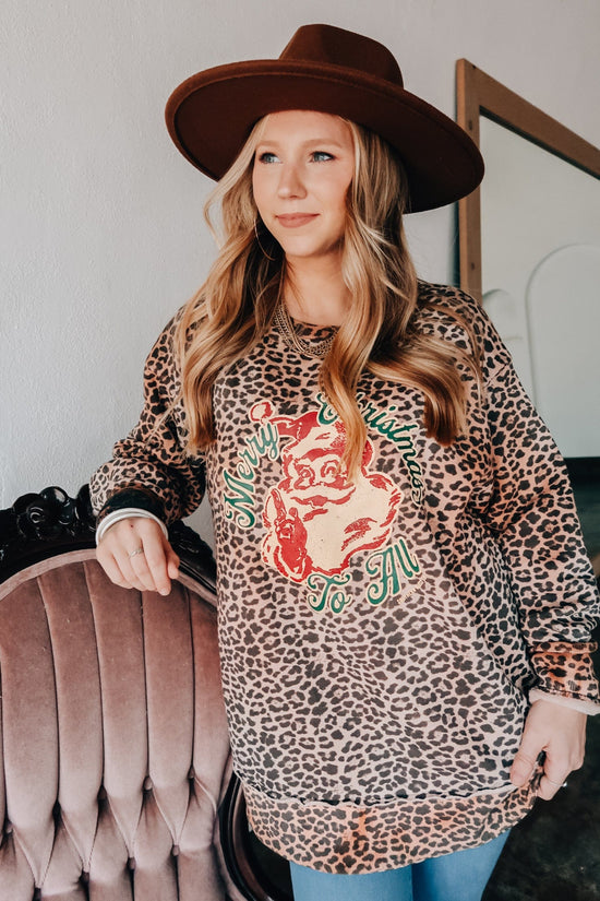 Vintage Santa Leopard Scoop Sweatshirt - Born To Glam Born To Glam