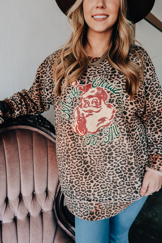 Vintage Santa Leopard Scoop Sweatshirt - Born To Glam Born To Glam