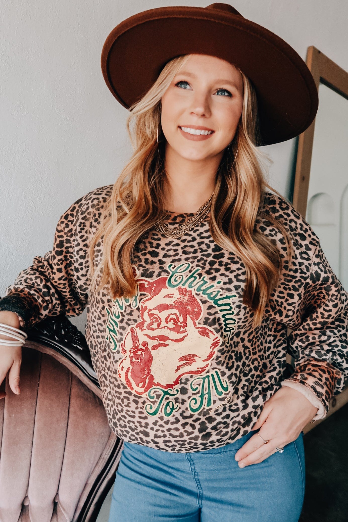 Vintage Santa Leopard Scoop Sweatshirt - Born To Glam Born To Glam