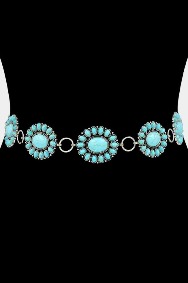 Boho Western Turquoise Chain Belt - Born To Glam Born To Glam