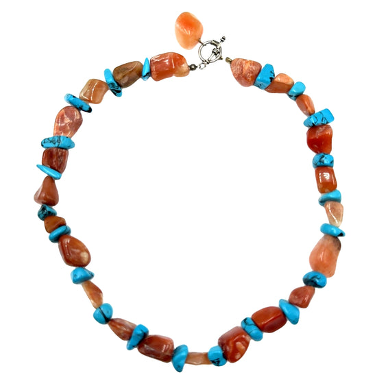 Carnelian & Turquoise Gemstone Necklace Born To Glam