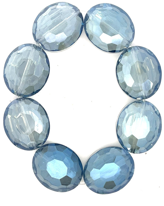 Blue Colorized Crystal Oval Stretch Bracelet Born To Glam
