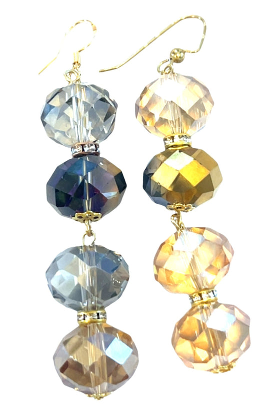Gold Colorized Crystal Rondelle Dangle Earring - Born To Glam Born To Glam