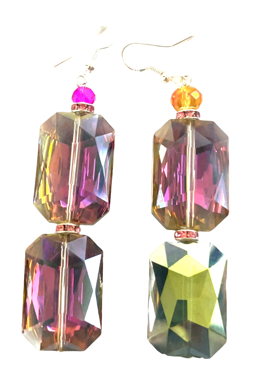 Rose Green 2 Tier Crystal Dangle Earring - Born To Glam Born To Glam