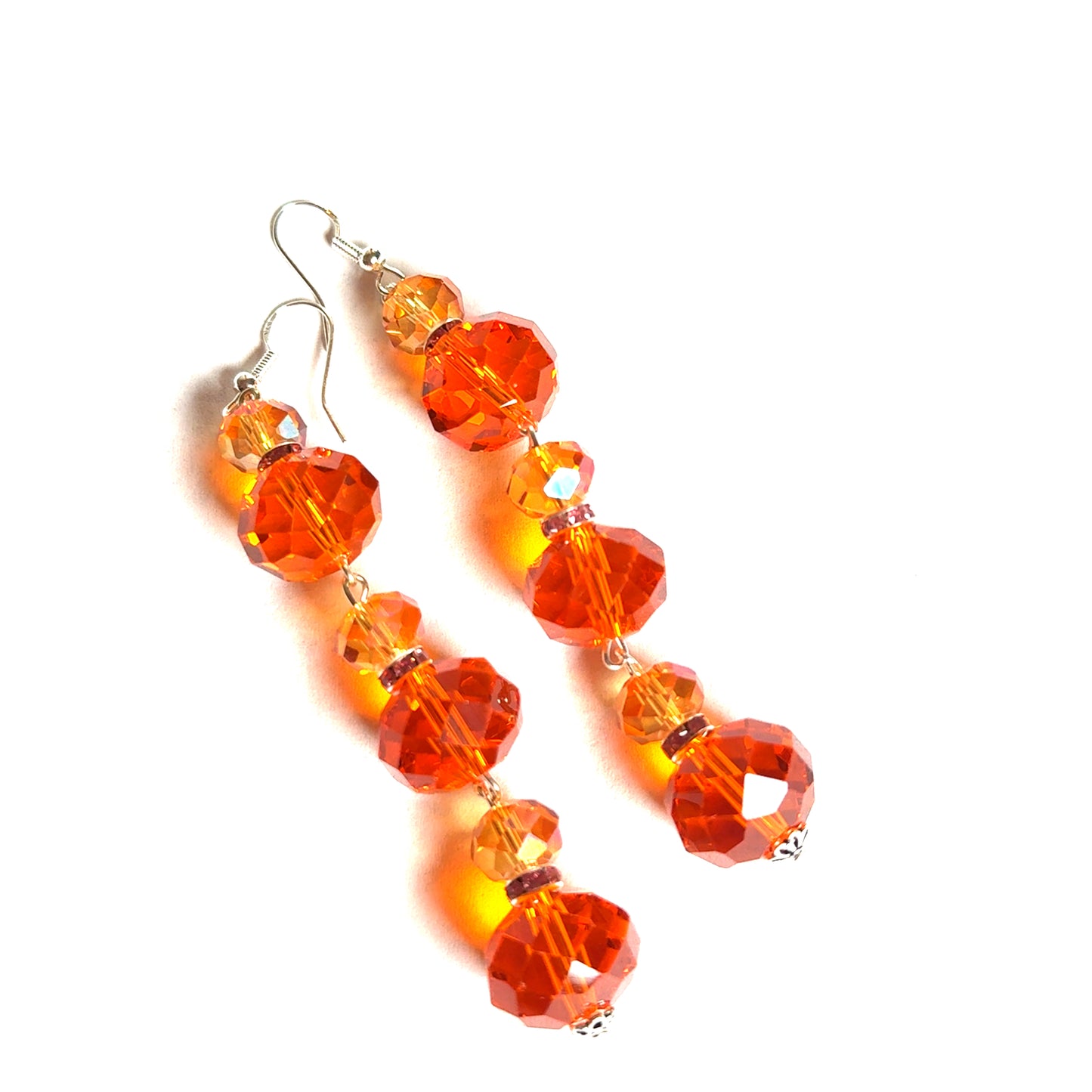 Orange Long Crystal Dangle Earring - Born To Glam Born To Glam