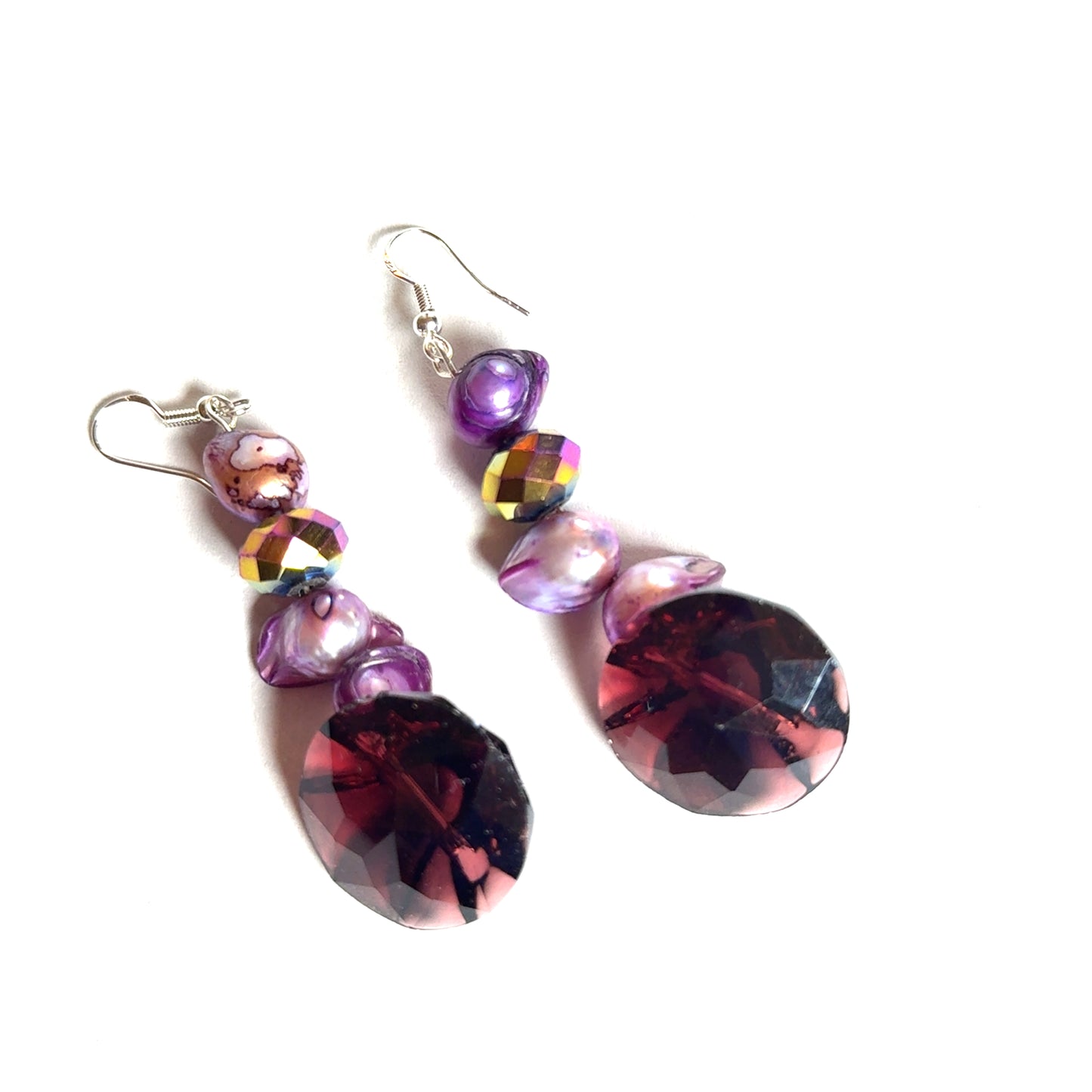 Purple Pearl Long Crystal Dangle Earring - Born To Glam Born To Glam