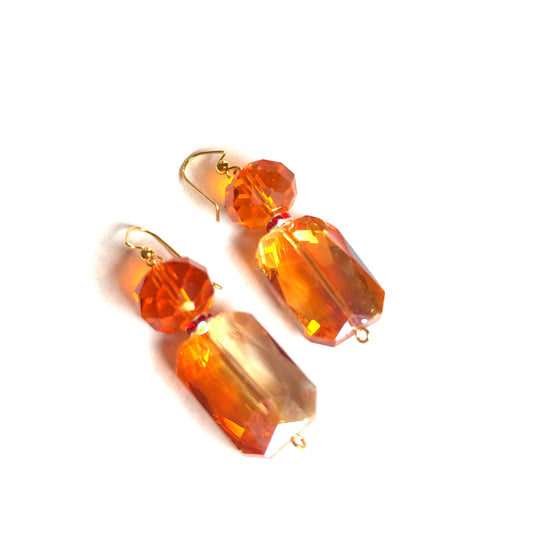 Amber Orange Crystal Dangle Earring - Born To Glam Born To Glam