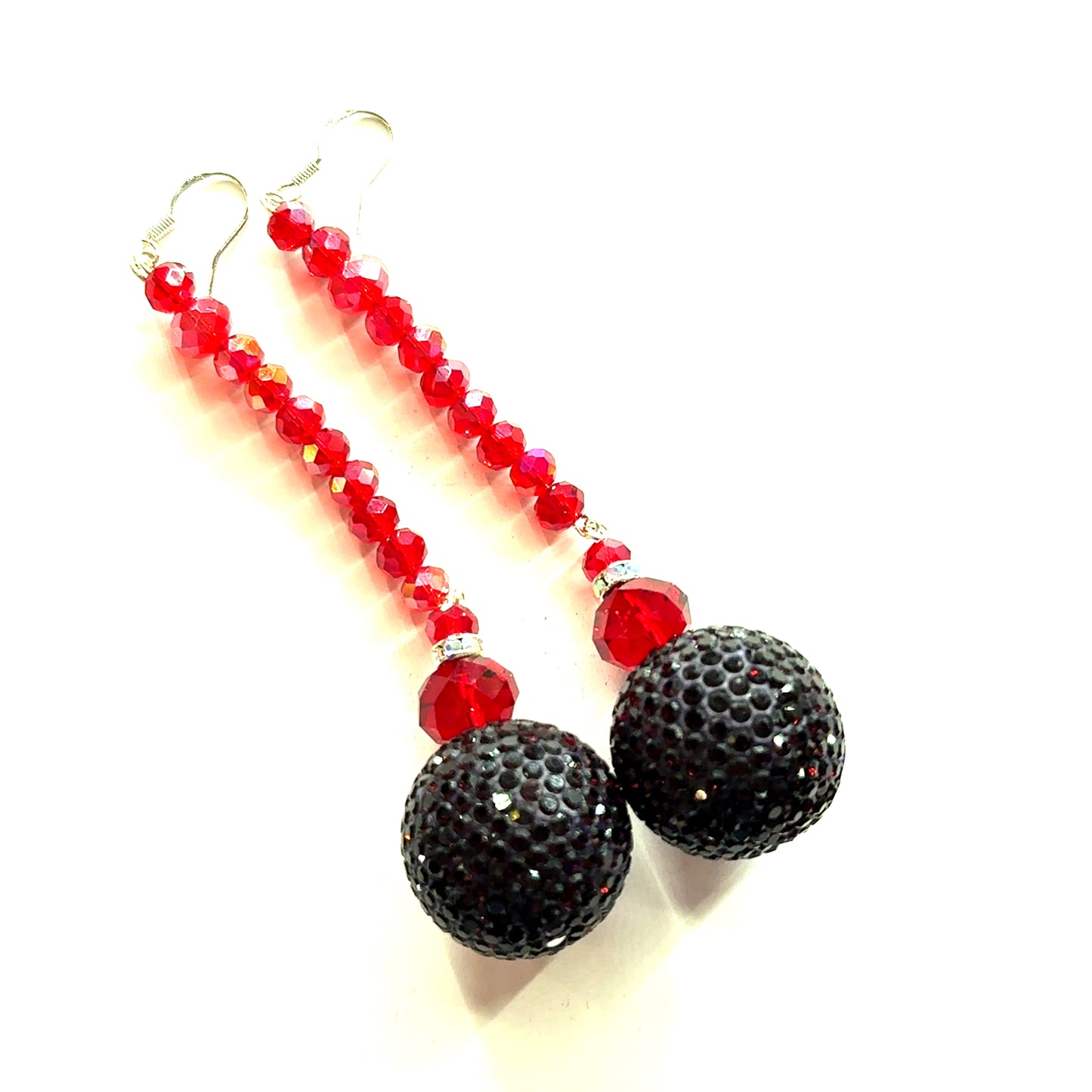 Burgundy Red Gumball Crystal Long Earring - Born To Glam Born To Glam