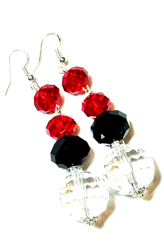 Red Black & Clear Dangle Earring - Born To Glam Born To Glam