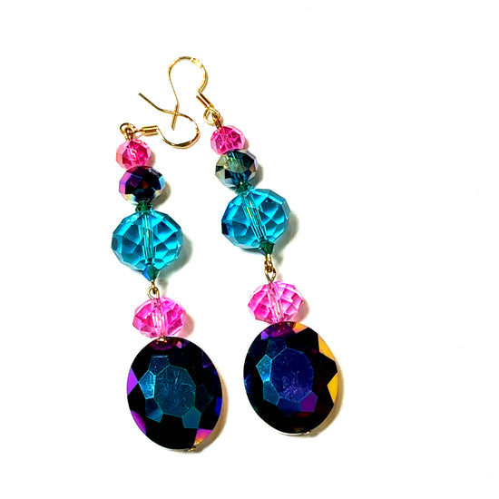 Purple Turquoise Oval Dangle Earring - Born To Glam Born To Glam
