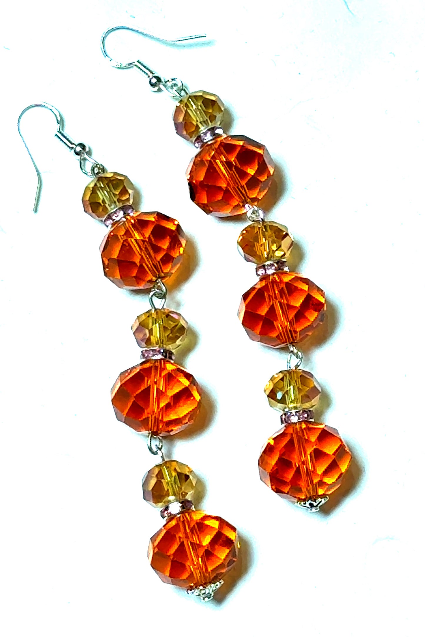Long Orange Dangle Crystal Earring - Born To Glam Born To Glam