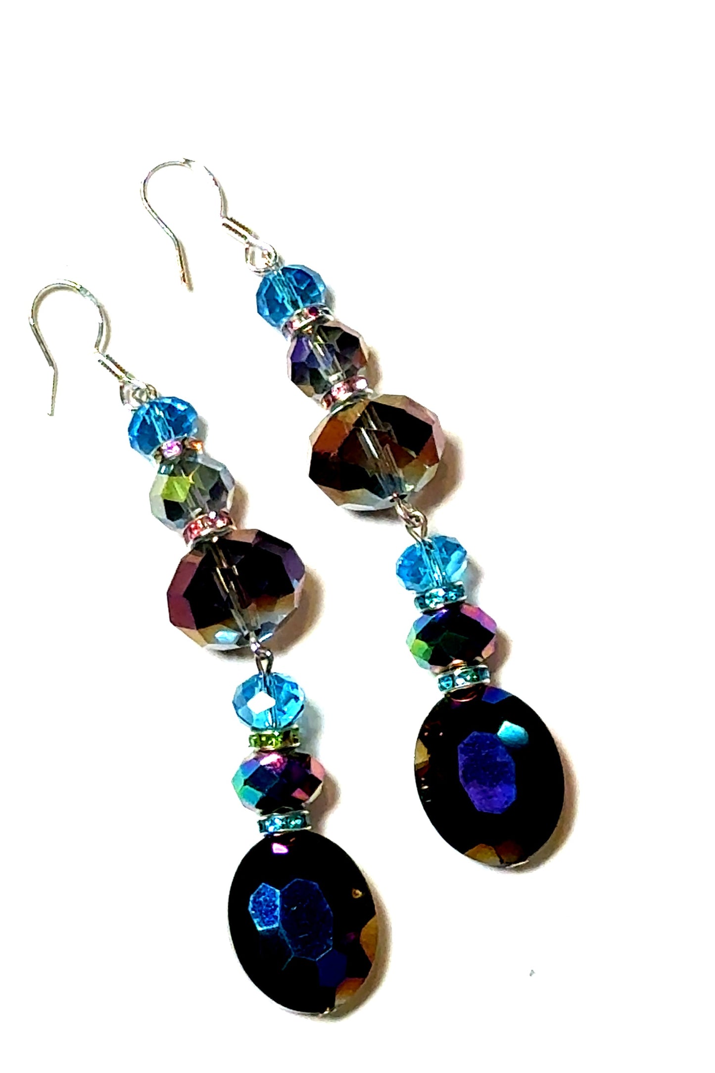 Midnight Blue Oval Crystal Earring - Born To Glam Born To Glam