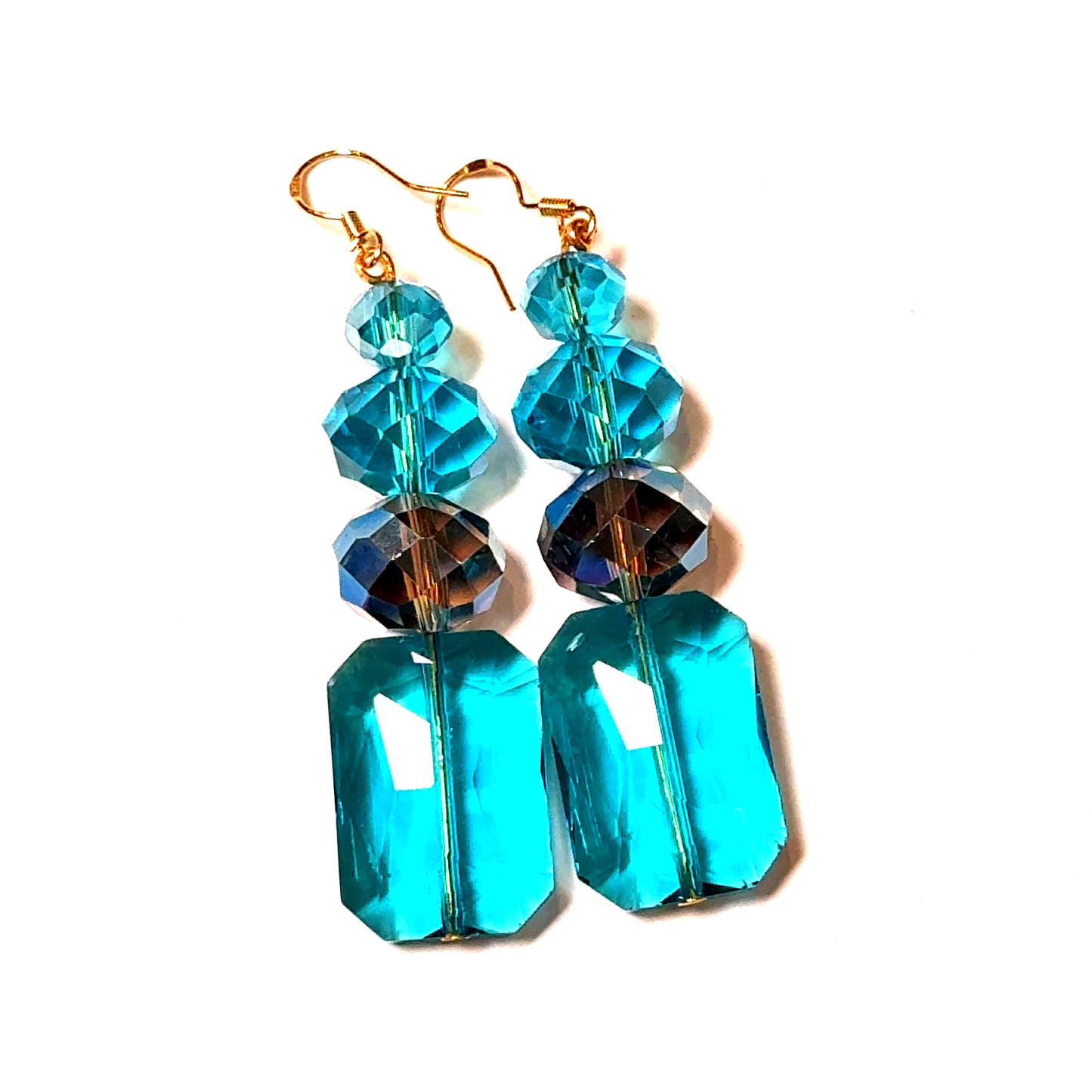 Purple Turquoise Rectangle Drop Earring - Born To Glam Born To Glam
