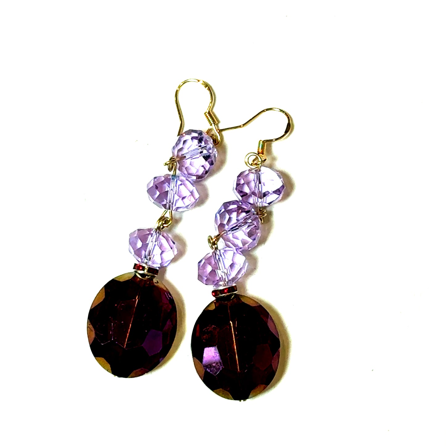 Lavender Oval Long Crystal Earring - Born To Glam Born To Glam