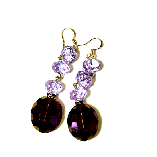 Lavender Oval Long Crystal Earring - Born To Glam Born To Glam