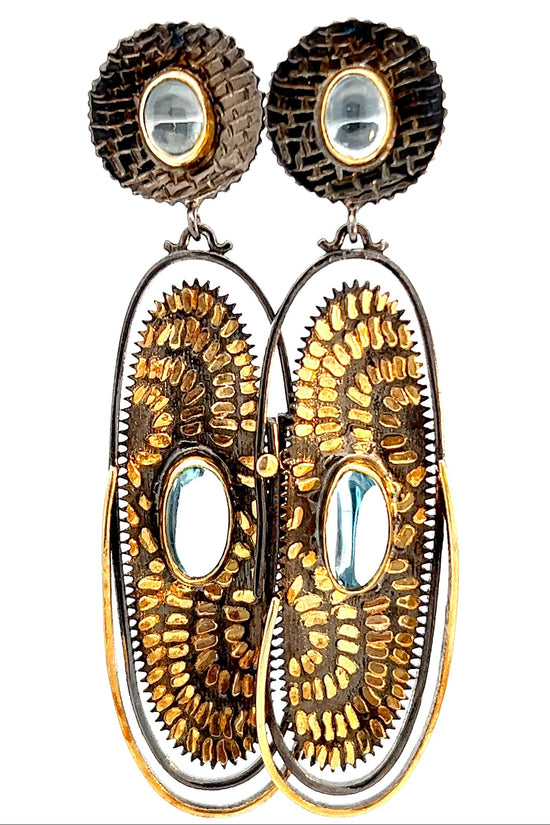 Sterling Silver and Gold Aquamarine Drop Earring - Born To Glam Born To Glam