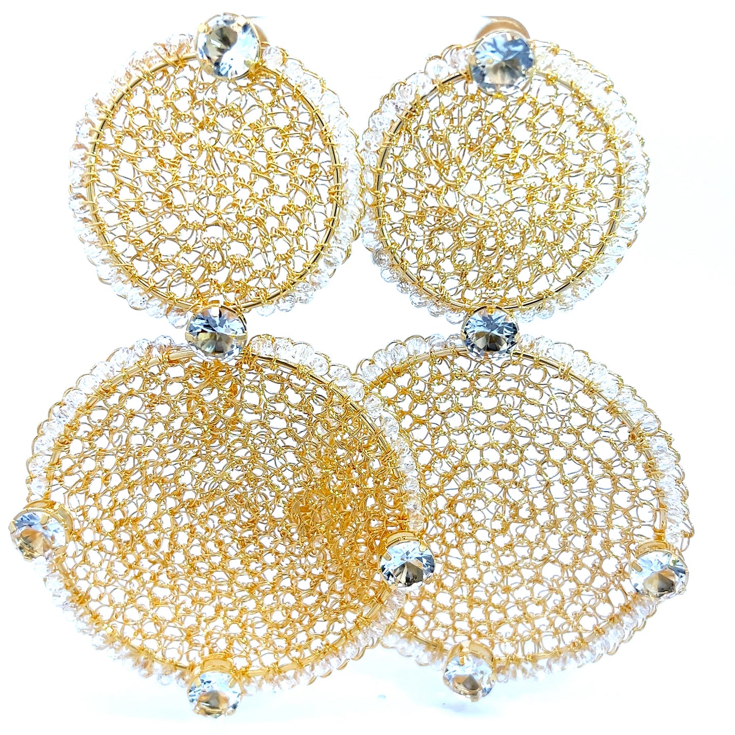 Gold & Crystal Large Statement Earring - Born To Glam Born To Glam