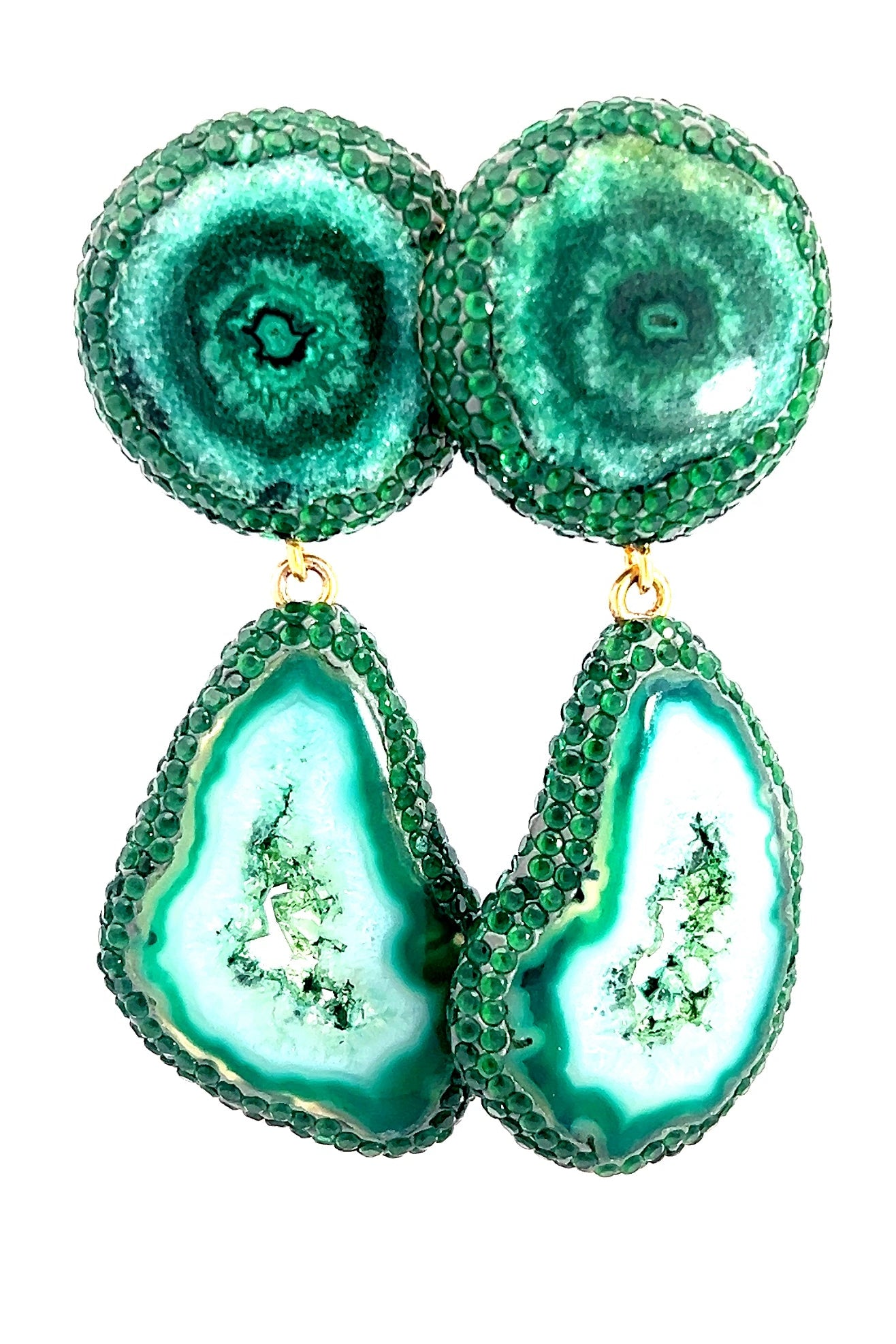 Green Hues Double Agate Sterling Silver Earring - Born To Glam Born To Glam